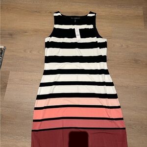 White House Black Market Black and White Striped Dress